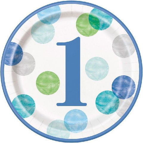 Blue 1st Birthday Paper Plates