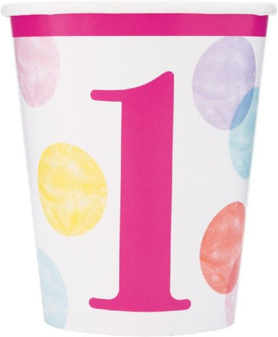 Pink 1st Birthday Paper Cups