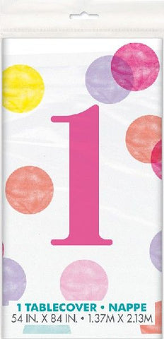 Pink 1st Birthday Table Cover