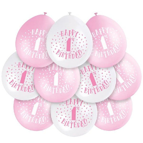 Pink 1st Birthday Balloons