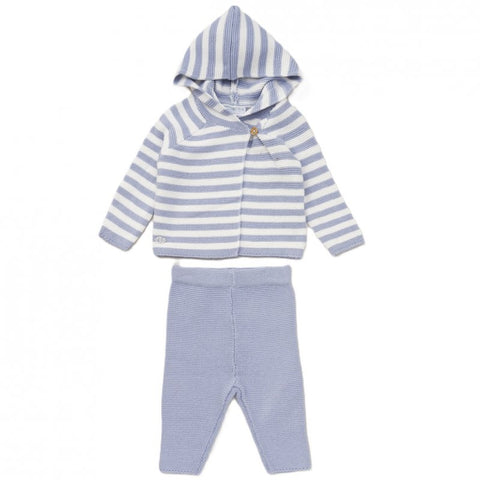 Blue Stripe Hooded Cardigan & Trousers