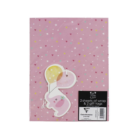 Pink Elephant Wrapping Paper & Tags