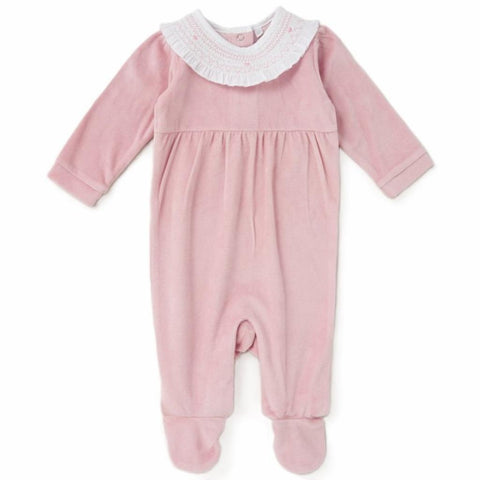 Dusky Pink Smocked Collar All In One