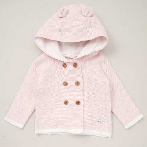 Pink Hooded Double knit Cardigan