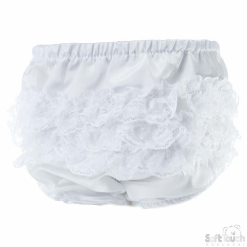 White Satin Frilly Pants