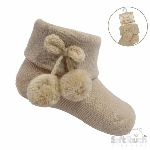 Coffee Ankle Pom Pom Socks