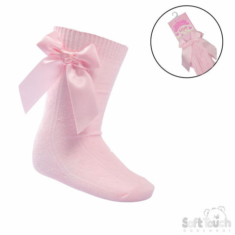 Pink Heart Knee Socks with Bow