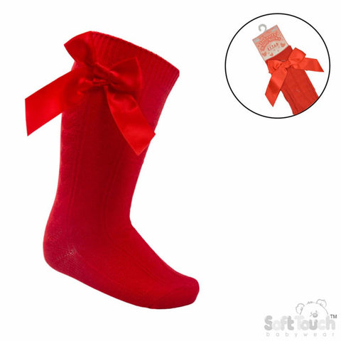 Red Heart Knee Socks with Bow