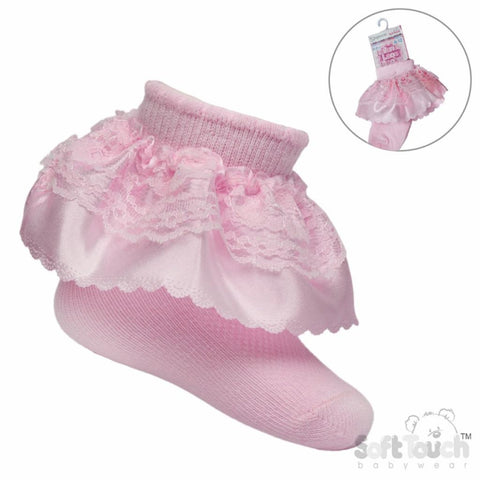 Pink Organza Lace Socks