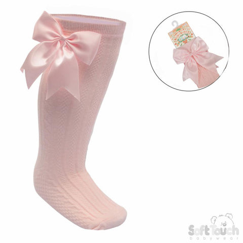 Elegance Pink Bow Socks