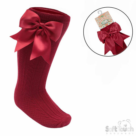 Elegance Burgundy Bow Socks