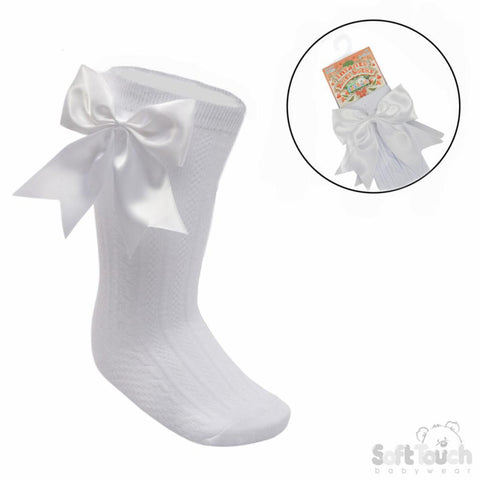 Elegance White Bow Socks