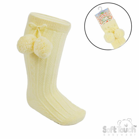 Lemon Knee Pom Pom Socks