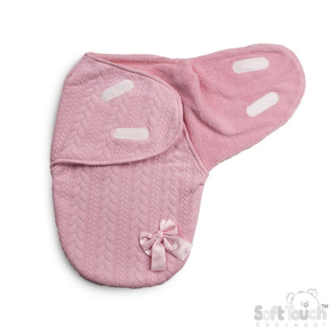 Pink Cable Bow Swaddle Wrap