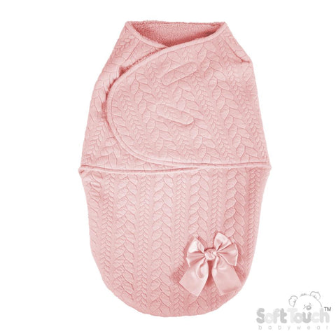 Rose Cable Bow Swaddle Wrap