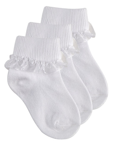 White Lace Trim Socks - 3 Pairs