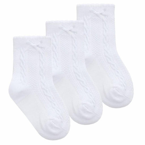 White Cable Socks - 3 Pairs