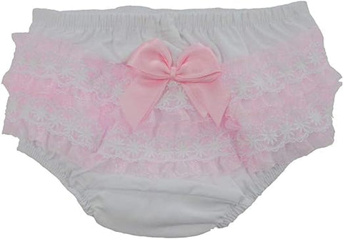 White & Pink Lace Frilly Pants