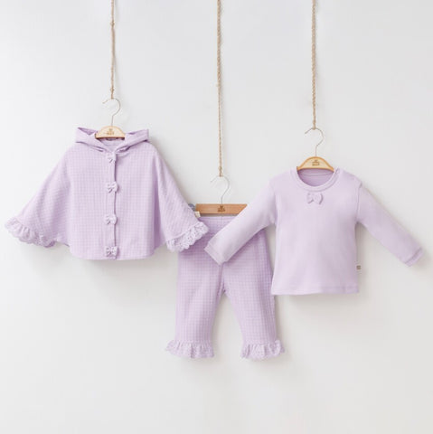 Lilac Poncho, Top & Trousers