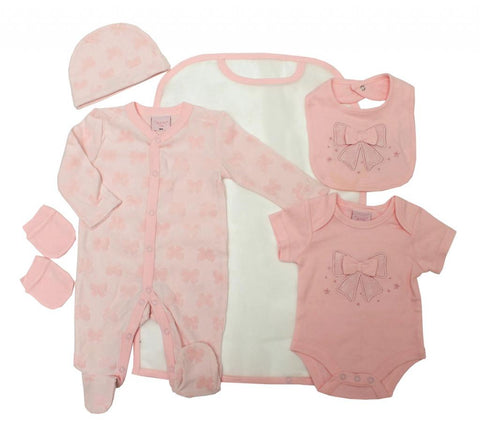 Pink Bow Layette Set