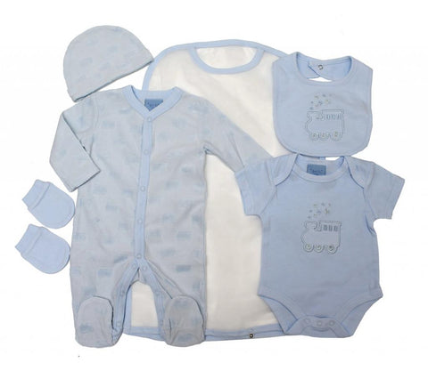 Blue Train Layette Set