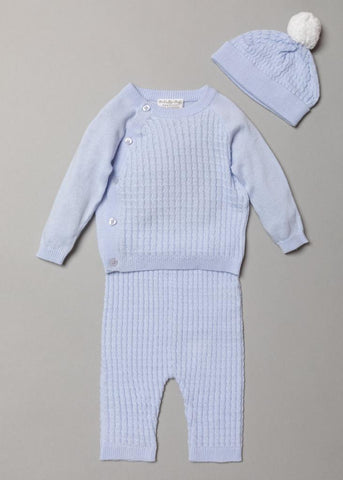 Blue Knitted Top, Trousers & Pom Hat by Rockabye-Baby