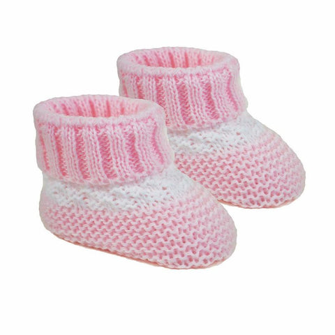 Pink & White Knitted Booties