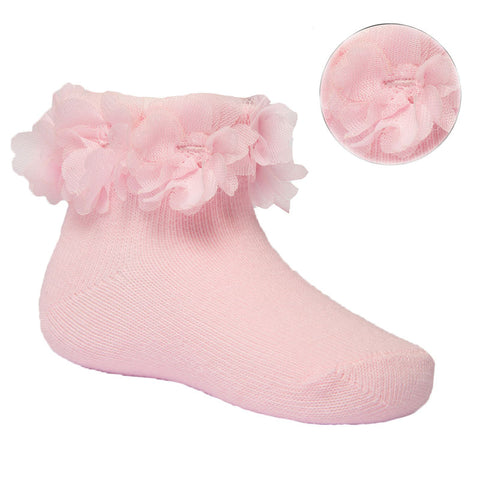 Pink Lace Flower Socks