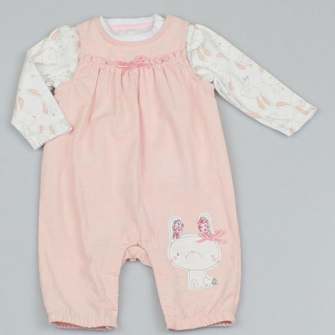 Pink Bunny Cord Dungarees